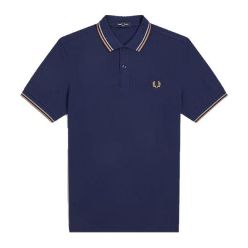 Slim Fit Twin Tipped Polo i French Navy/Seagrass/Light Rust