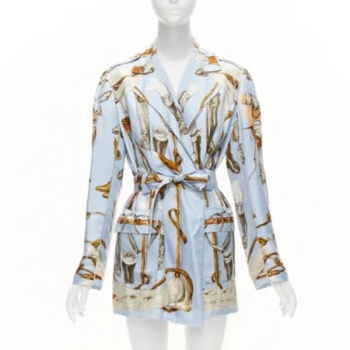 Pre-owned Hermès-jakke i blå silke