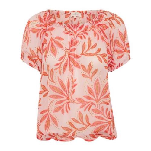 Feminin Delikat Leaf Print Bluse