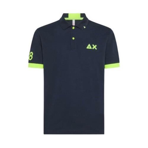 Fluorescerende Logo Polo i Marineblå