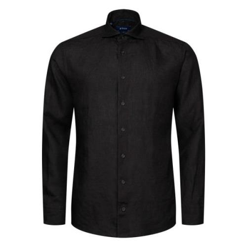 Sort Eton Black Linen Shirt
