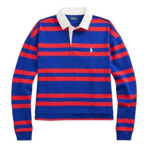 Rød Polo Ralph Lauren Rød/Blå Striped Jersey Rugby Shirt Genser