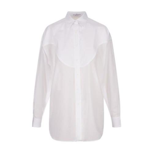 Hvit Oversize Skjorte med Frontal Applikasjon