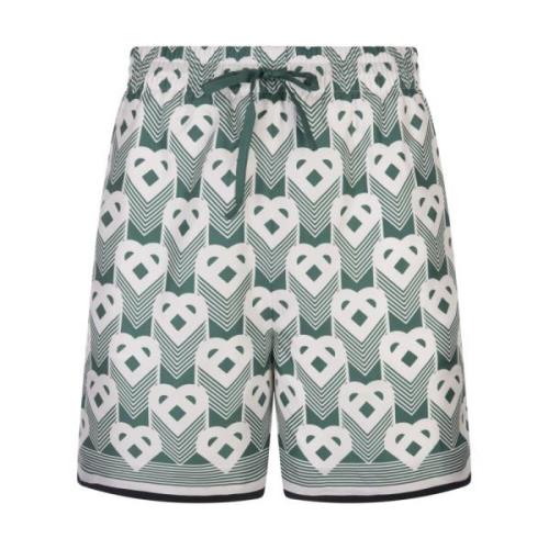 Grønn Hjerte Monogram Silke Shorts