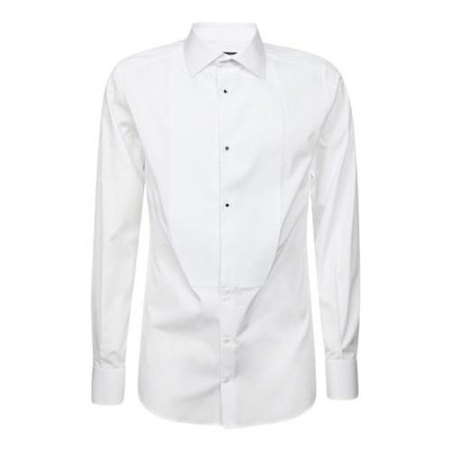 Hvit Bomullsskjorte med Plastron
