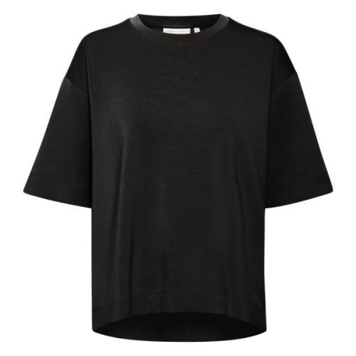 Svart Oversize T-skjorte med Dropped Skuldre