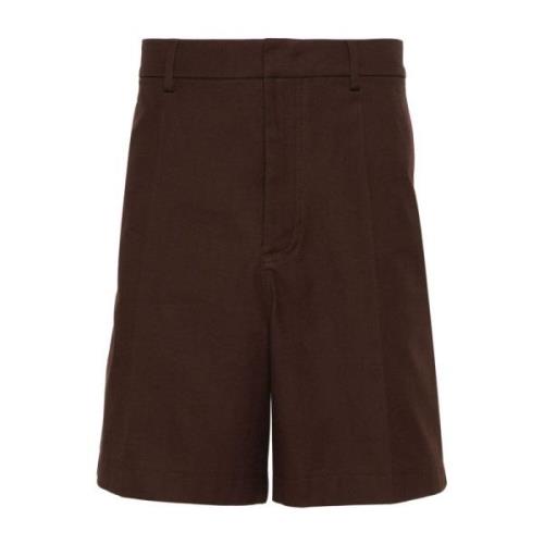 Brun Bomullsblanding Stretch Shorts