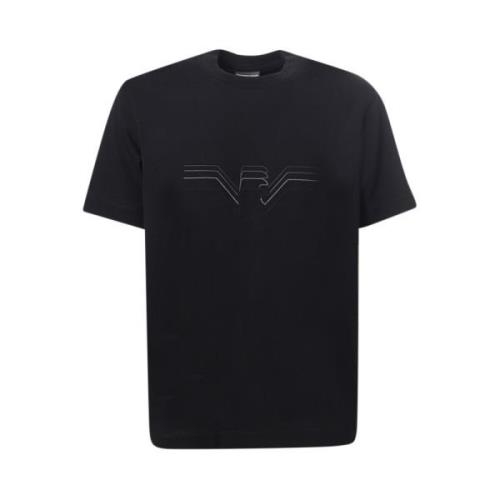 Sort Crew-neck T-skjorte med Ørn Logo