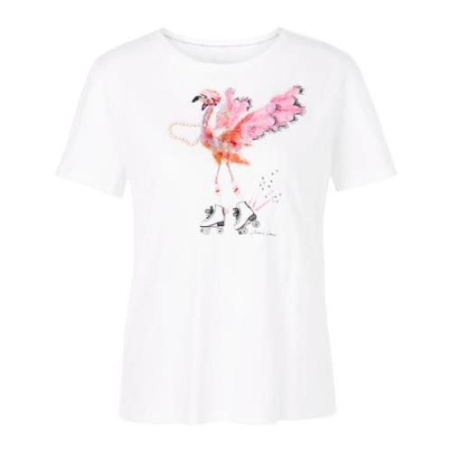 Stilig Fugleprint Bomull T-skjorte