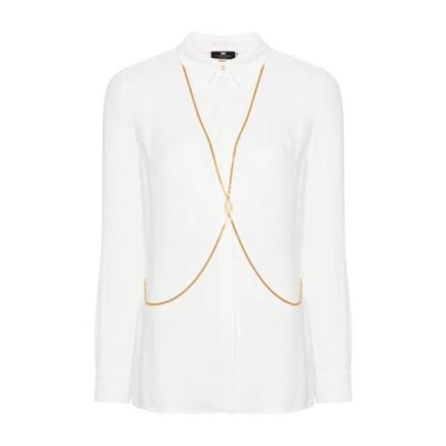 Ivory Georgette Viskose Skjorte med Body Chain