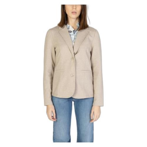 Beige Blazer med knapper Lang erm