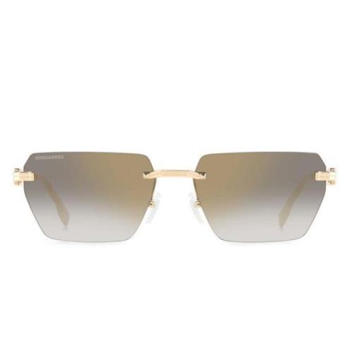 Moderne og stilige solbriller med gullramme og speilglass
