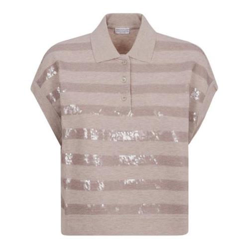 Paljetter Stripete Polo T-skjorter