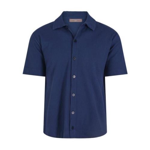 Marineblå Polo Skjorte med Flat Krage