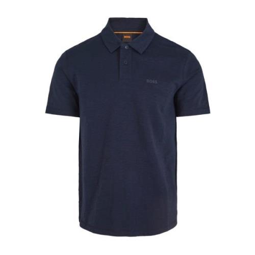 Marineblå Polo Shirt med Logo Print