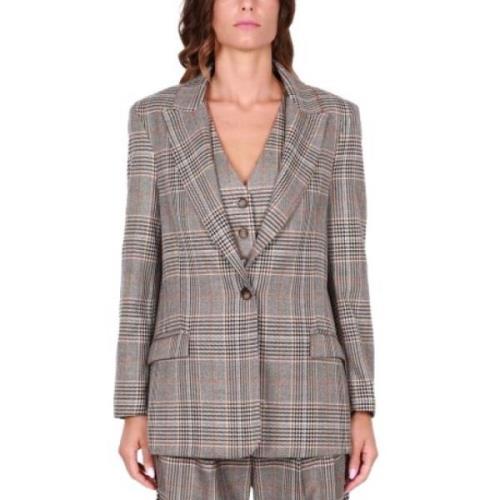 Oversized Rutete Blazer, Brun