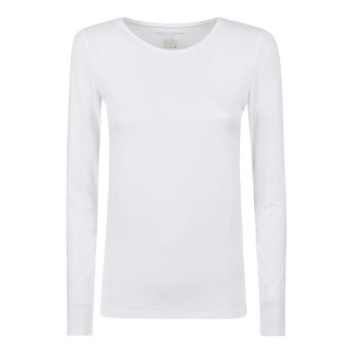 Hvit Langarmet Crew Neck T-Skjorte