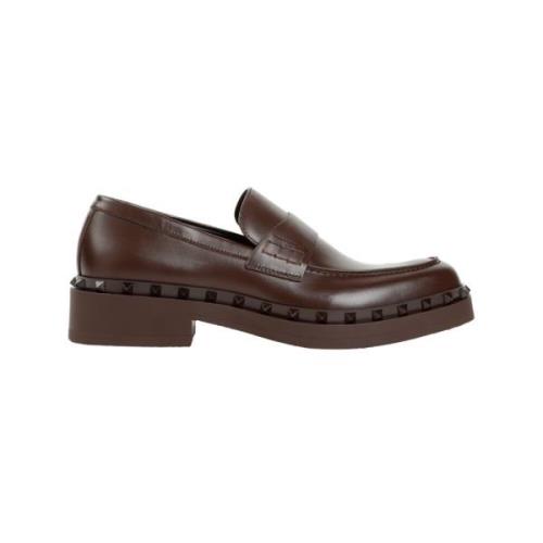 Brun skinn Rockstud Loafer