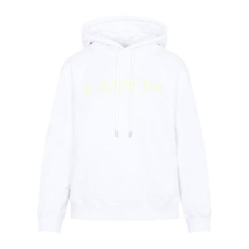 Hvit Classic Fit Hoodie med Logo