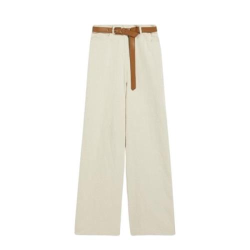 Beige Wide Leg Bukser