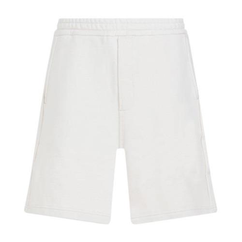 Hvite bomull Bermuda shorts