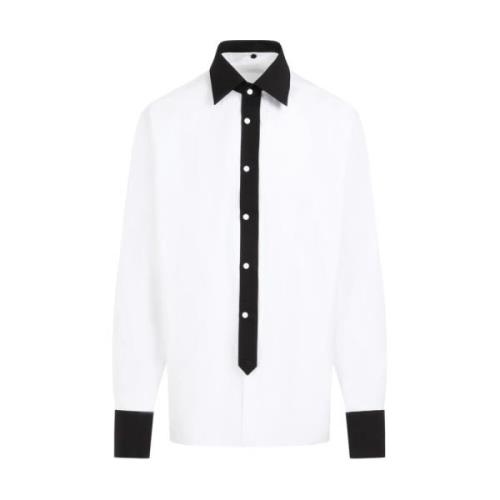 Hvit Bomullsskjorte med Svarte Accenter