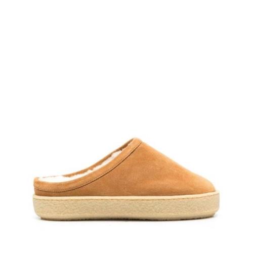 Semsket Flatform Mules med Shearling Fôr