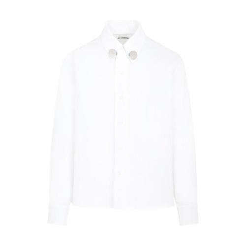 Hvit Bomullsskjorte Overdimensjonert Krage