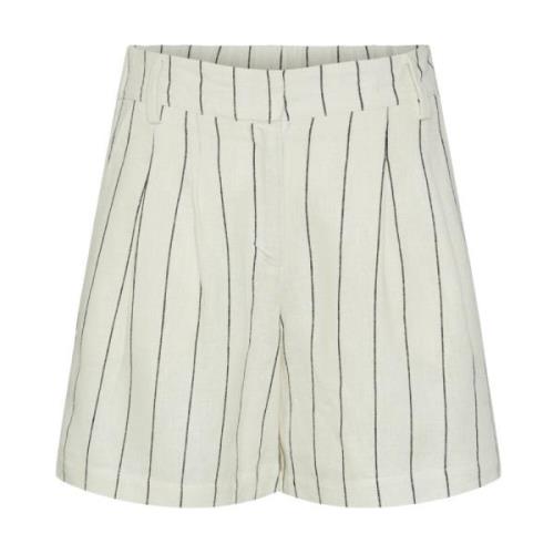 Hvit Linblanding Stripete Shorts