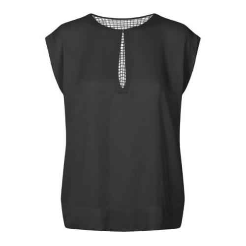 Elegant Svart Rosalyn Bluse med Blonder Detalj