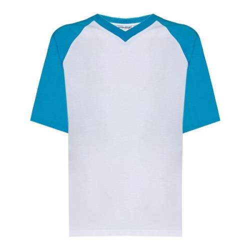 Hvit Fotball T-Skjorte Blå Ermer