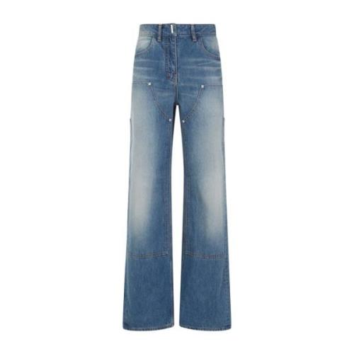 Blå Distressed Bomull Jeans