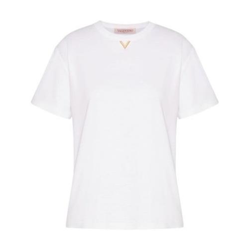 Hvit Bomull Jersey V-Logo T-skjorte