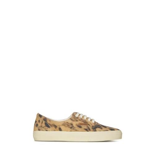 Beige Leopardmønstret Lave Sneakers