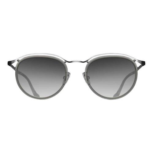 Brushed Silver Matte Grey Crystal Sunglasses