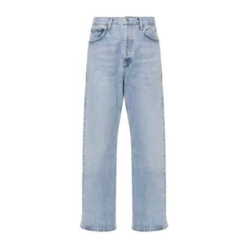 Stonewashed straight-leg jeans med metall-detaljer
