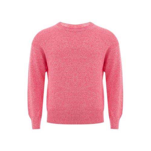 Rosa Bomull Crewneck T-skjorte