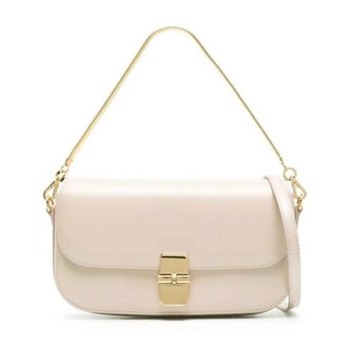 Beige Skinn Crossbody Veske