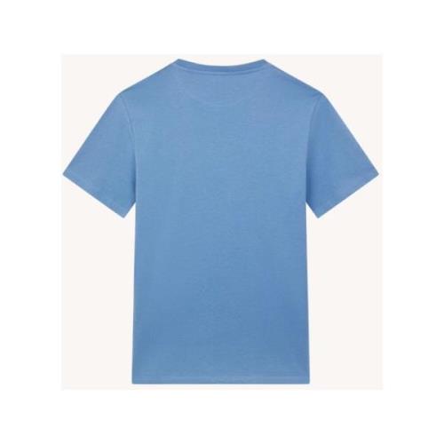 Blå Rund Hals Logo T-skjorte