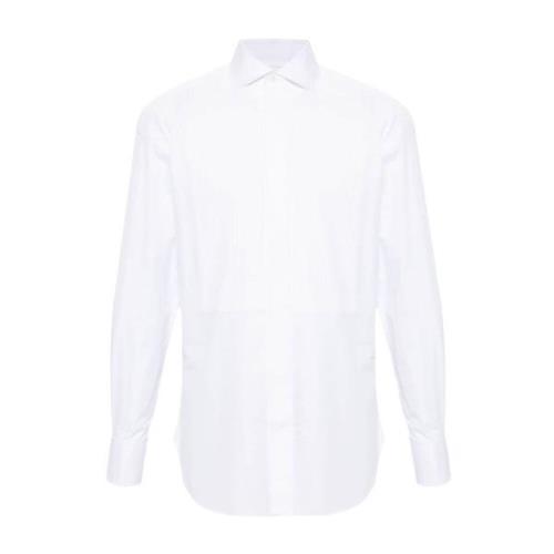 Hvit Bomullsskjorte Pintuck Detaljer