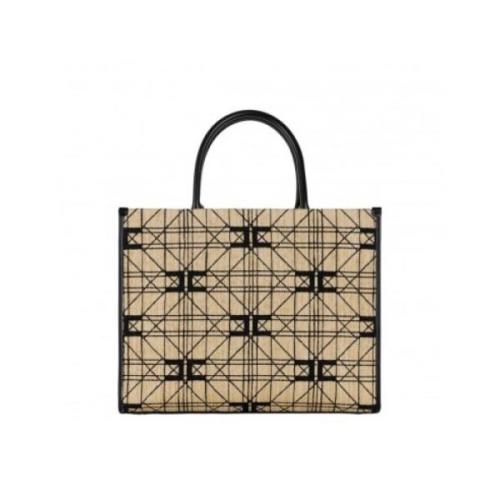 Jacquard Shopper Bag Beige/Svart