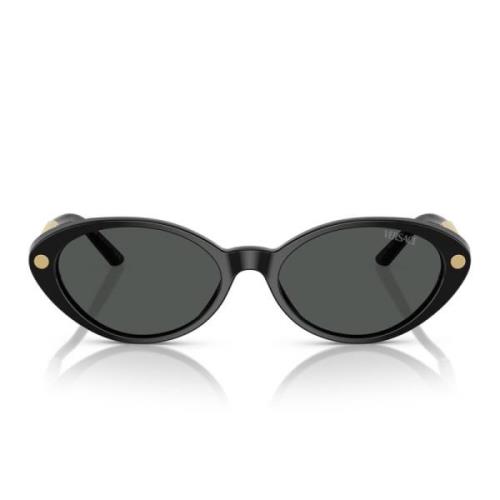 Ovale solbriller med mørkegrå linser