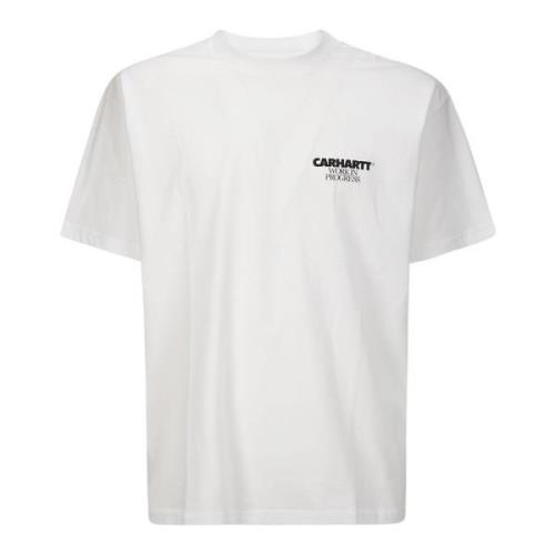 Hvit T-skjorte med frontskrift og baktrykk