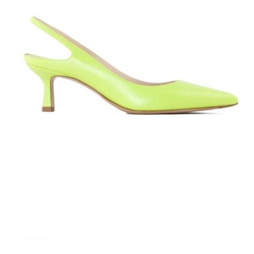 Grønn Lær Slingback Sandaler Spiss Modell