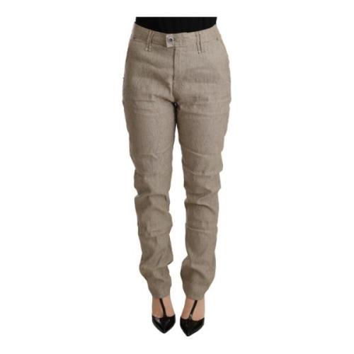 Beige Baggy Pants med Logo Detaljer