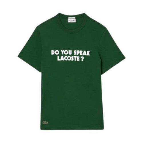 Bomull Jersey T-skjorte med Piqué Slogan