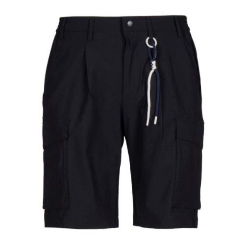 Blå Elastisk Bermuda Shorts Cargo Stil