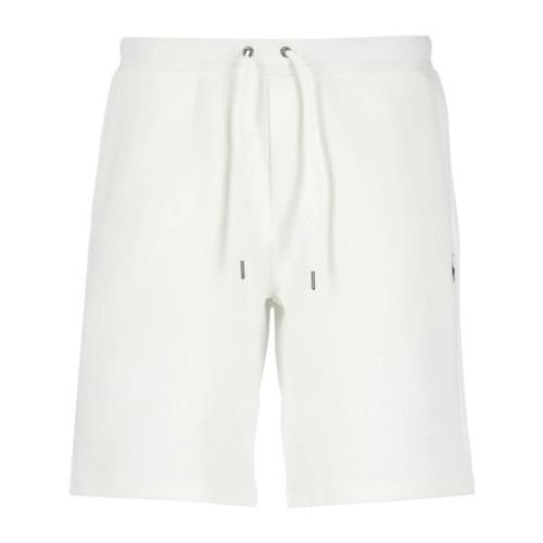 Hvite bomull Bermuda shorts med snøring