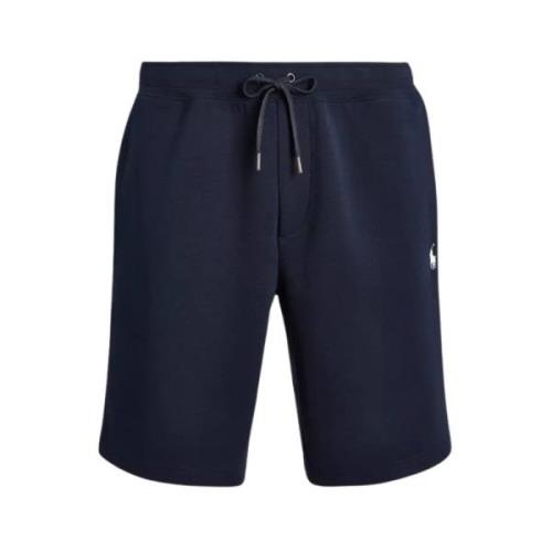 Marineblå Polo Shorts med Brodert Logo