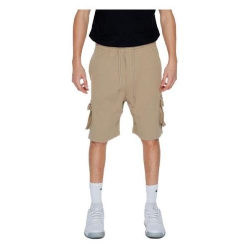 Beige Bomullsshorts med Lommer og Snøring